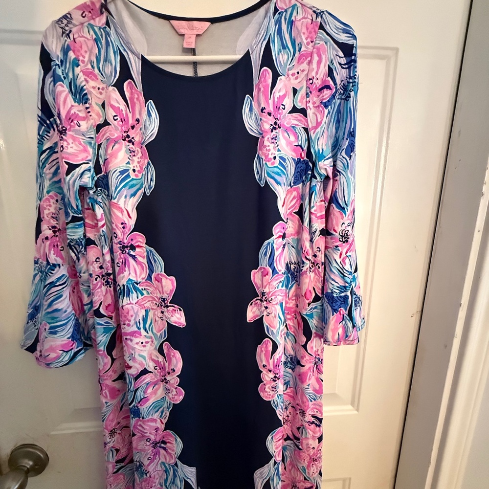 Lilly Pulitzer Ophelia Sz Medium Swing Dress Crew Neck Floral